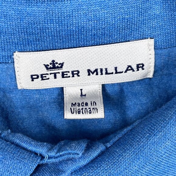 Peter Millar 100% Cotton Blue Polo Shirt Sz Large - Picture 3 of 5